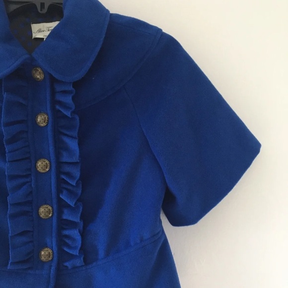Alice Temperley Target Royal Blue Cropped Jacket XS Brushed Fleece Ruffle - Picture 2 of 7